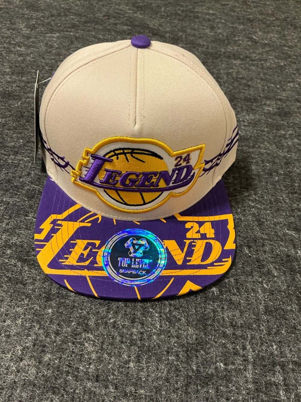 Top Level Legend 24 Snapback Hat Mens One Size Fits Purple Gold Basketball Cap